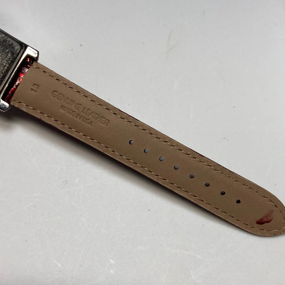 Fossil Big Tic JR-7993, red and black strap, new batteries, stainless